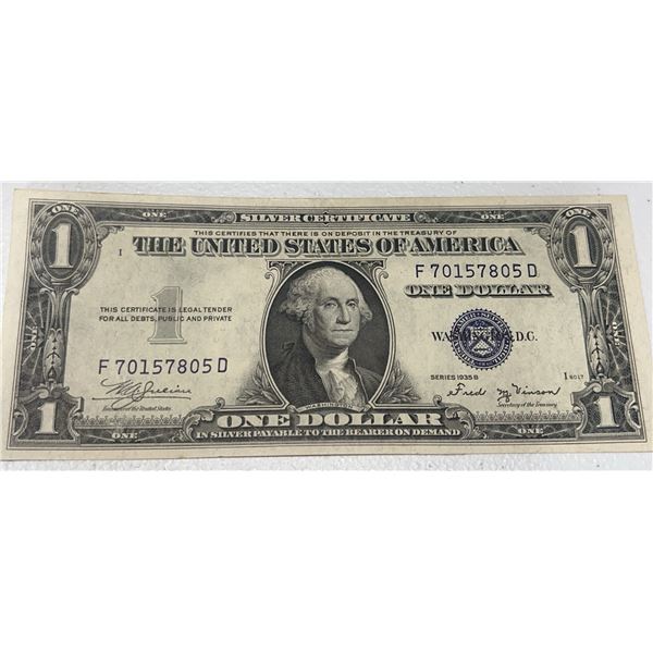 1957B Series US Silver Certificate $1 Bill