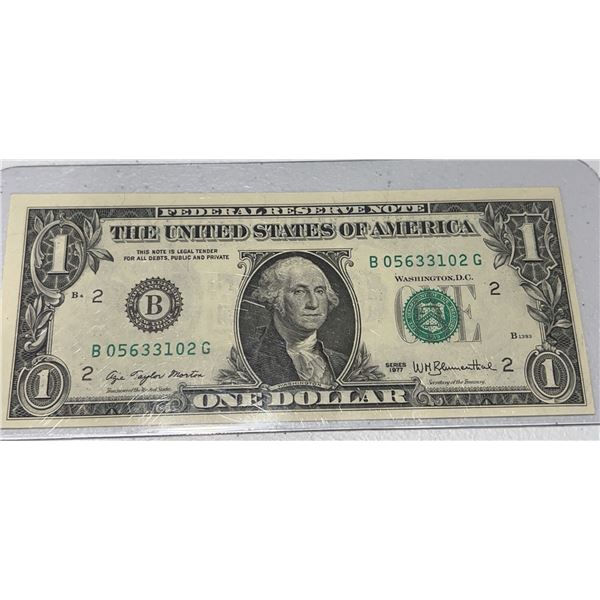 1977 US One Dollar Federal Reserve Note B05633102G