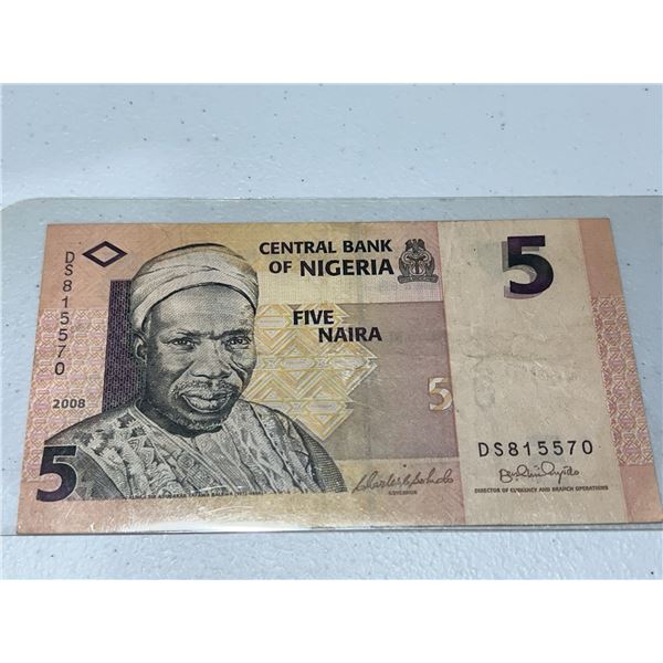 2008 Nigeria 5 Naira Polymer Banknote