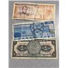 Image 1 : 3 Mexican Banknotes: 5000, 50 Pesos, and 1 Peso