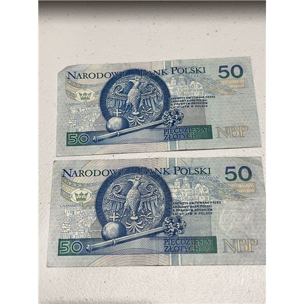 Polish 50 Zlotych Banknotes Narodowy Bank Polski