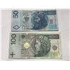 Image 1 : Poland 50 and 100 Zlotych Banknotes Narodowy Bank Polski
