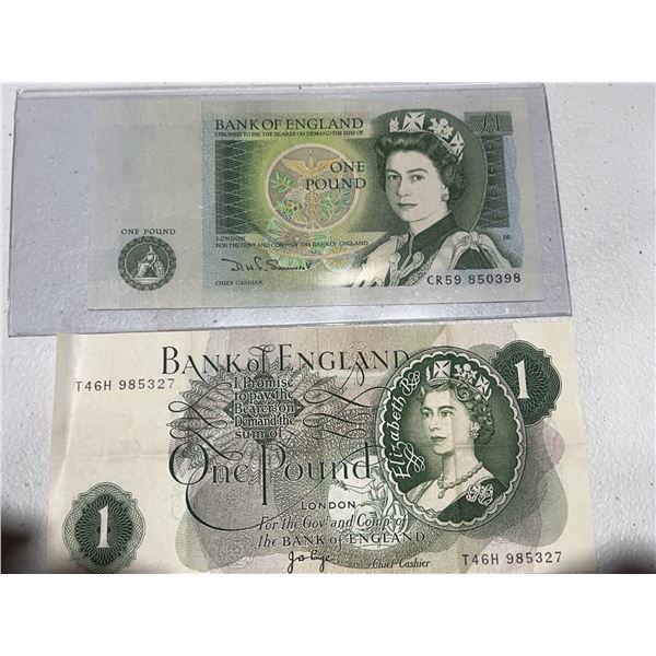 Bank of England One Pound Banknotes, Two Pieces