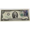 Image 1 : 1976 United States $2 Note With 13c Spirit of '76 Stamp