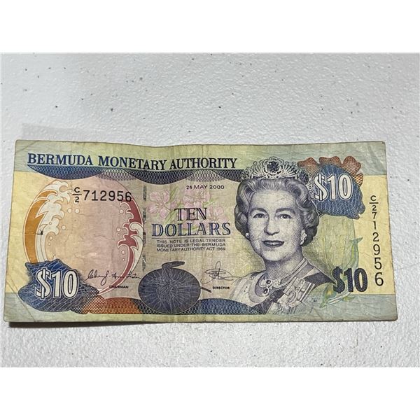 Bermuda 10 Dollar Banknote 2000 Queen Elizabeth II
