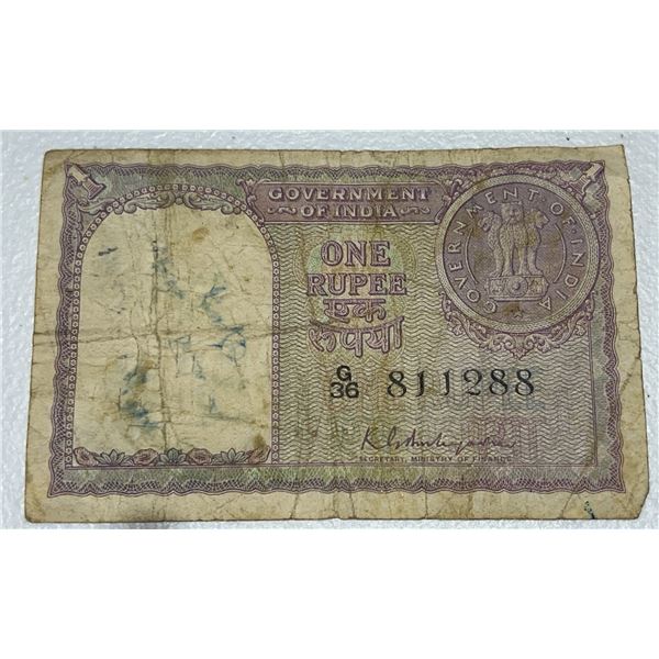 1951 Government of India One Rupee Note G/36 811988