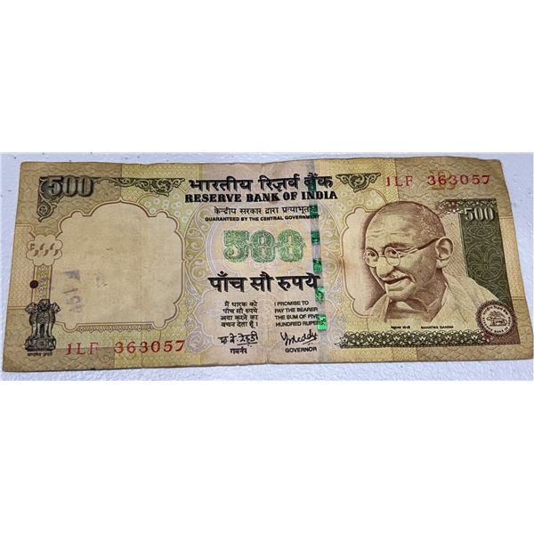India 500 Rupees Banknote JLF 363057 Gandhi Series