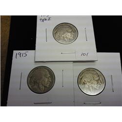 1913  Type I, 1915 And 1920 Buffalo Nickels