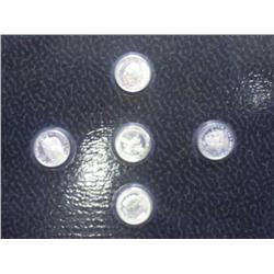 5 Assorted Franklin Mint Mini Sterling Tokens