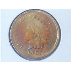 1903 Indian Head Cent (UNC) Red, Toned