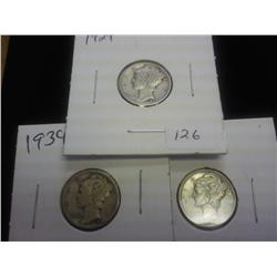 1929, 34 And 35 Mercury Dimes
