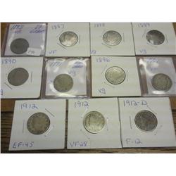 11 Assorted Liberty "V" Nickels (See Description)