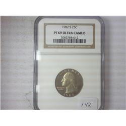 1982-S Washington Quarter NGC PF69 Ultra Cameo