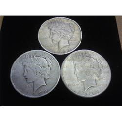 1923-P/D/S Peace Silver Dollars (3 Coins)