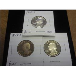 1976-S, 79-S And 80-S Washington Quarters (Proof)