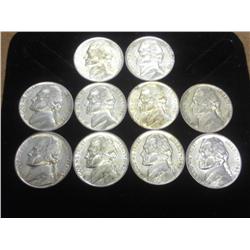 10-1943-P Jefferson 35% Silver War Nickels, AU-UNC