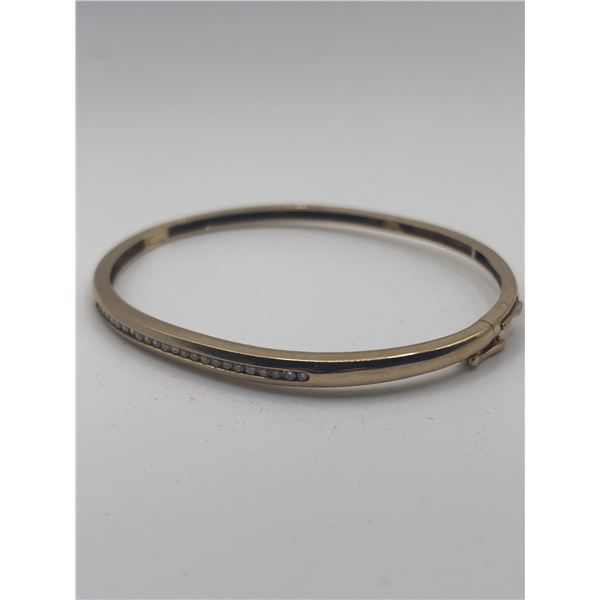 10k Gold Bangle Bracelet with Diamond Accents 9.91g