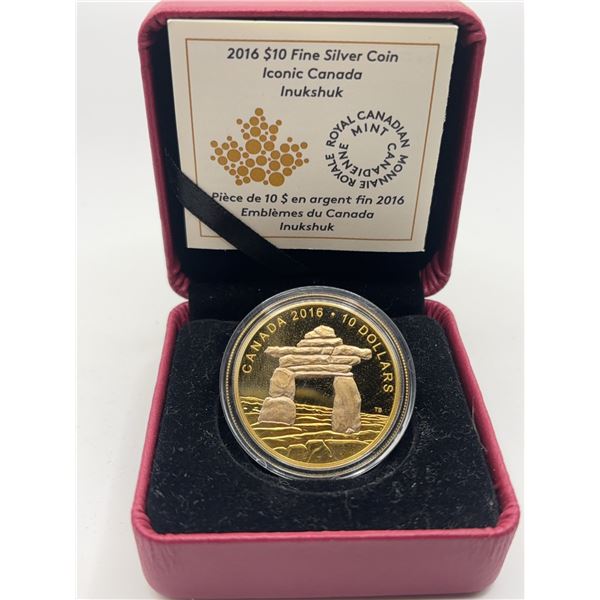 2016 RCM $10 Iconic Canada Inukshuk Pure Silver Proof