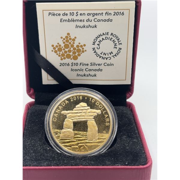 2016 RCM $10 Pure Silver Inukshuk Coin, Iconic Canada