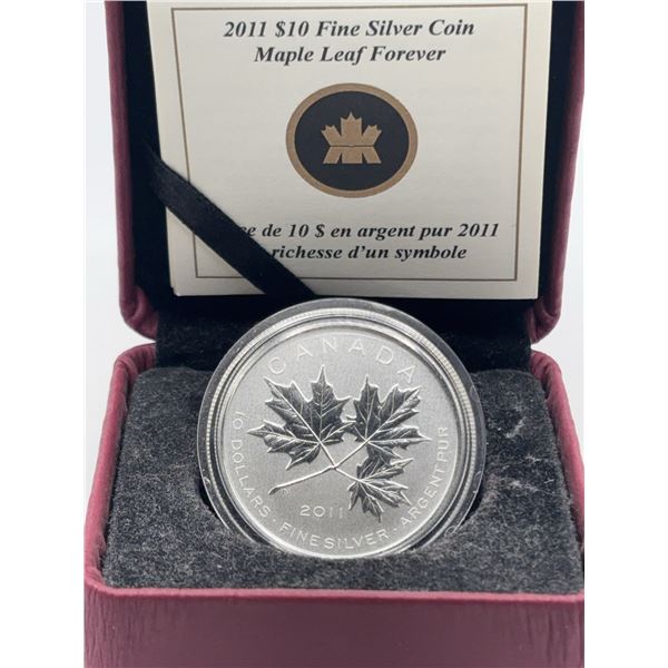 2011 $10 Maple Leaf Forever Pure Silver Coin
