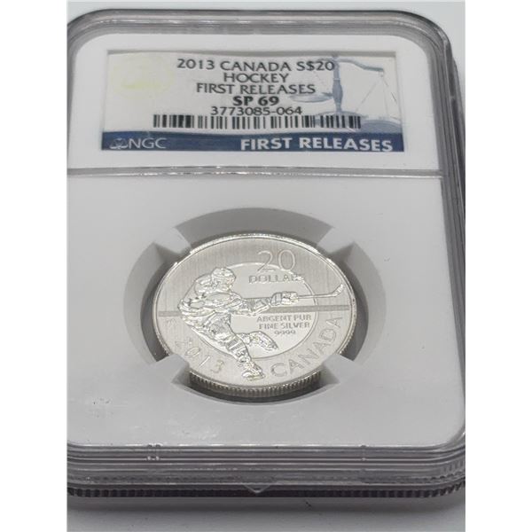 2013 Canada $20 Silver Hockey Coin NGC SP69