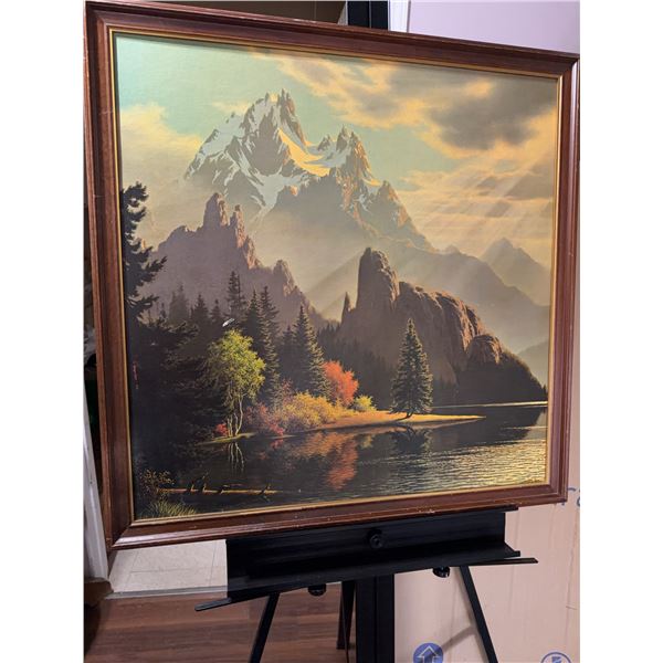 Framed Mountain Landscape Print 32.5 x 32.5