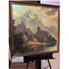 Image 1 : Framed Mountain Landscape Print 32.5 x 32.5