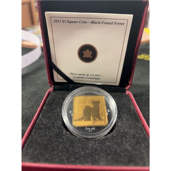 2011 Canada $3 Square Coin Black-Footed Ferret