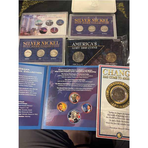 U.S. Coin Collectible Sets Including Obama and Twin Towers