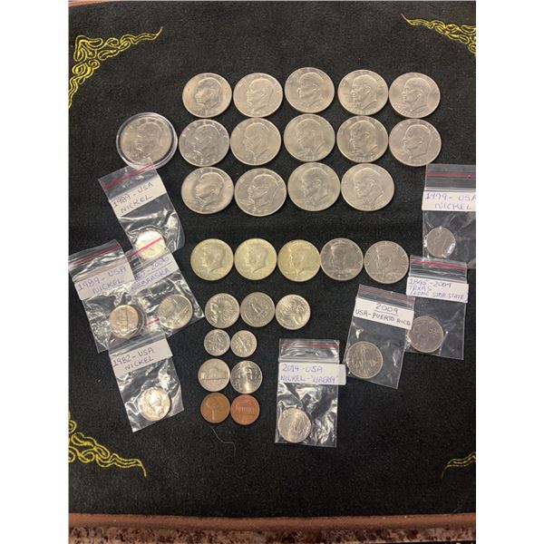 US Coin Collection 1971–1978 With 14 Dollars and Mixed Denominations