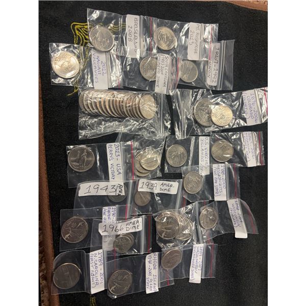 US State Quarters Collection With Three Silver Dimes