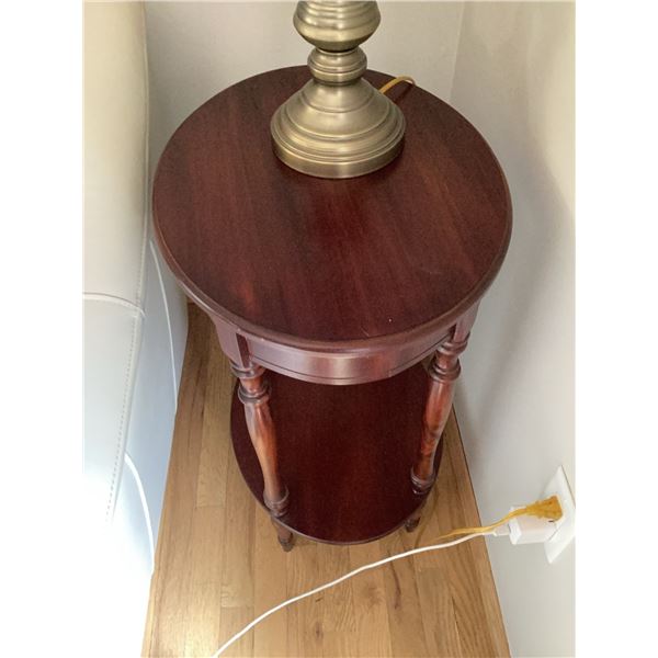 Round Wood Side Table with Lower Shelf