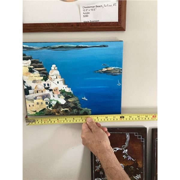 Acrylic Painting of Mediterranean Coastal Scene 16 x 12 Inches