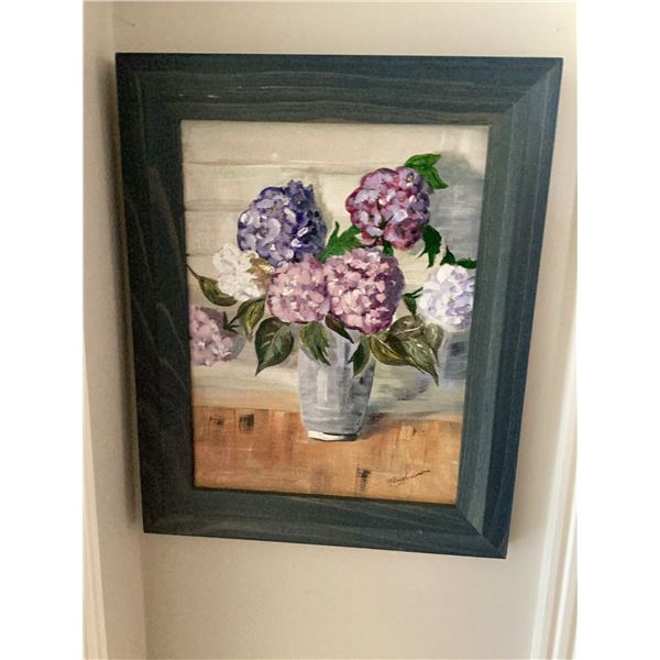 Framed Floral Still Life Painting Signed by Artist original painting by Marie Sveinson.