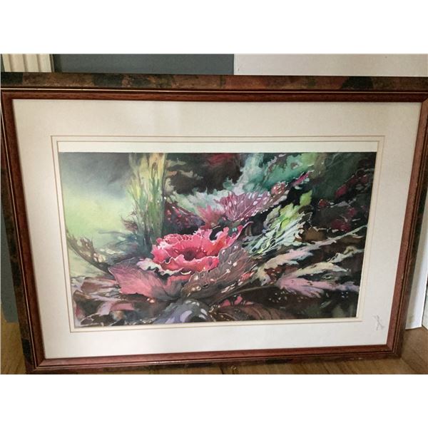 Framed Floral Watercolour Print, Matted, 29" x 22"