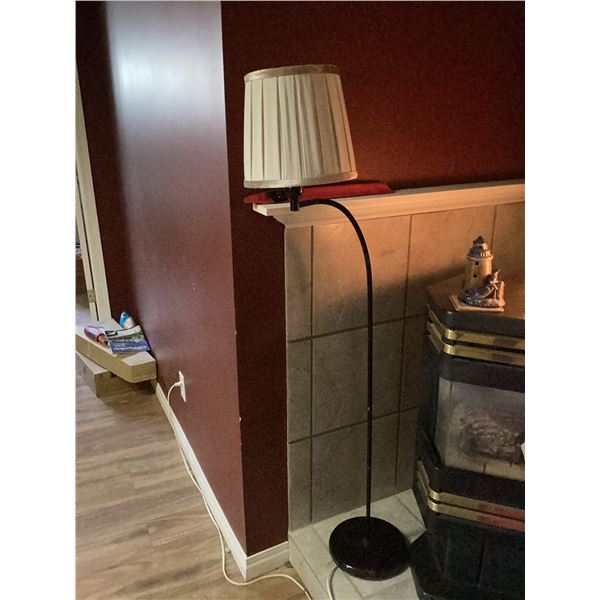 Black Metal Floor Lamp with Cream Pleated Shade, 61 Inches Tall