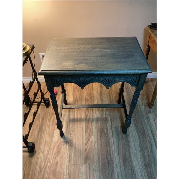Wood Accent Table with Carved Apron and Turned Legs