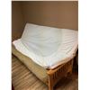 Image 4 : Wood Frame Futon Sofa with Tan Cushion and Mattress