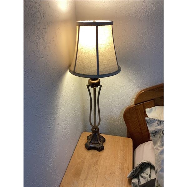 Wood and Metal Table Lamp with Fabric Shade