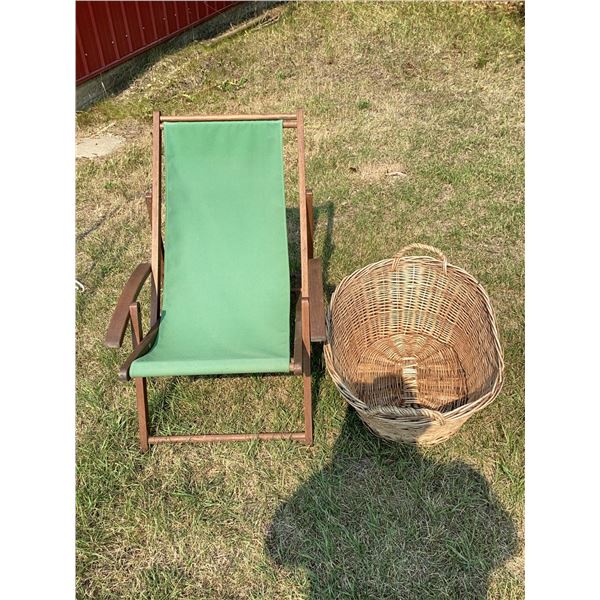 Large Wicker Basket with Handles, Approx. 28 Inches Wide