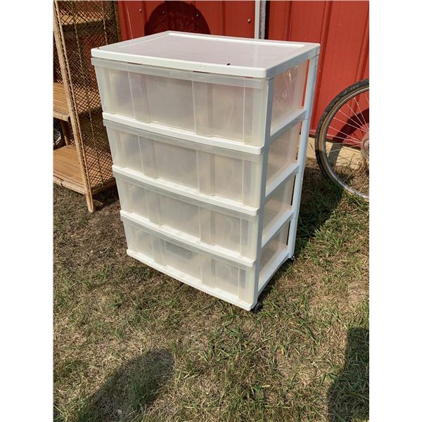 White Four-Drawer Plastic Storage Unit 37.5" Tall x 24" Wide