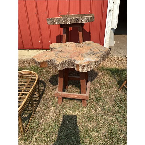 Live Edge Wood Side Table with Rustic Slab Top