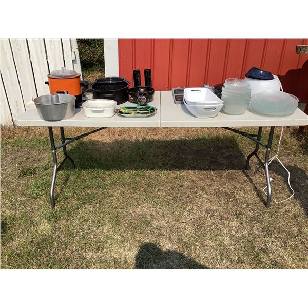 Folding White Plastic Table Outdoor Use