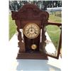 Image 1 : Wood Mantel Clock with Pendulum and Brass Details 24 Inch