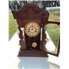 Image 2 : Wood Mantel Clock with Pendulum and Brass Details 24 Inch