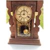 Image 5 : Wood Mantel Clock with Pendulum and Brass Details 24 Inch
