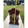 Image 6 : Wood Mantel Clock with Pendulum and Brass Details 24 Inch