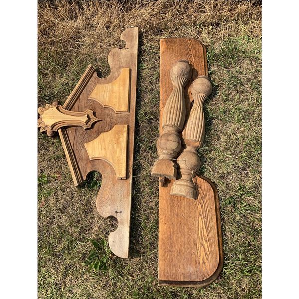 Ornate Wood Furniture Parts Including Table Base with Metal Claw Feet