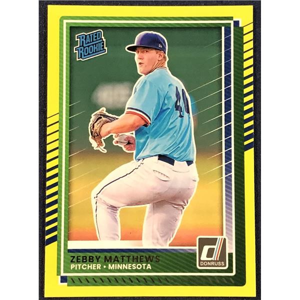 2025 DONRUSS BASEBALL YELLOW FLASH ZEBBY MATTHEWS ROOKIE CARD