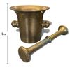 Image 2 : Antique Brass Mortar & Pestle w Handles - 4.75" Tall